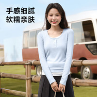 班尼路BALENO假两件长袖打底衫T恤女2025年早秋女装软糯亲肤时尚休闲衣服 麻灰#纯色 XL