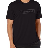 Calvin Klein 男式轻质速干短袖 40+ UPF 防护, 乌木黑, 中号