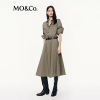 MO&Co.【C+系列】连衣裙2025秋洗水全棉高腰工装裙附腰带MBE3DRS007 橄榄绿色 XS /155