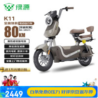 移动端、京东百亿补贴：绿源 电动自行车K11家用电瓶车电动自行车液冷电机质保10年 风暴灰
