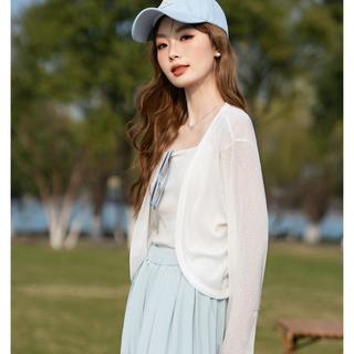 真维斯 纯色宽松显瘦 女士短款针织开衫