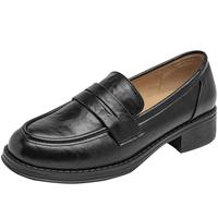 15MINS厚底乐福鞋女夏季单鞋英伦风小皮鞋通勤 D1113AQ5 黑色 35