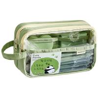 三年二班 大容量透明笔袋女孩2025ins小初中生男孩款痛包文具袋简约 牛油果绿