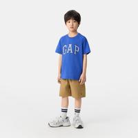 Gap男女童2025夏季款立体logo纯棉短袖T恤经典儿童装上衣767148