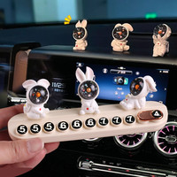 腾安达汽车挪车电话牌可爱感太空人车载临时停车号码牌移车香薰摆件 黑色停车牌（送香薰条）