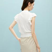 【莱赛尔花边袖上衣】2025夏季小个子短款气质针织短袖女