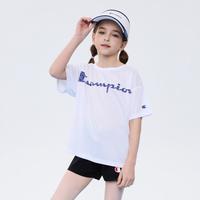 Champion【品牌】夏季中大女童LOGO字母印花运动休闲圆领短袖T恤