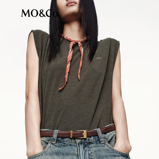 MO&Co. MBE3TEET16 力量宽肩设计 橄榄绿色 M 无袖T恤