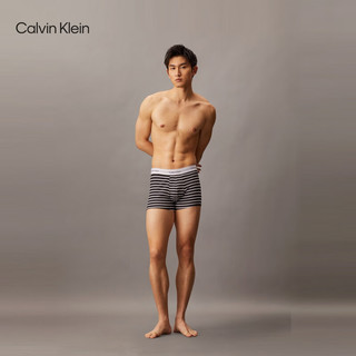 Calvin Klein NB4391 棉质透气 太空黑/条纹黑 S 男士内裤2条装