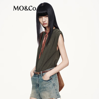MO&Co. MBE3TEET16 力量宽肩设计 橄榄绿色 M 无袖T恤