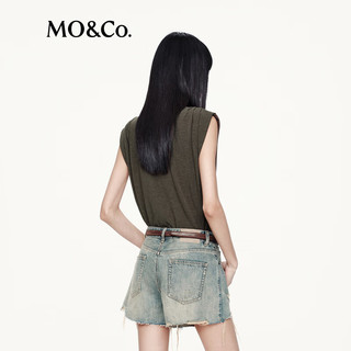 MO&Co. MBE3TEET16 力量宽肩设计 橄榄绿色 M 无袖T恤