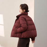 雪中飞 SNOWFLYING【下架】2025女装短款羽绒服韩版优雅休闲风保暖舒适百搭时尚 暗红色|1243 L /165/88A