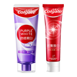 Colgate 高露洁 紫光色修密集焕白亮白牙膏套装去黄亮白口腔清新