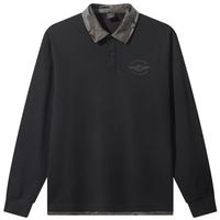 卡宾 280G全棉平纹 迷彩拼接领Polo衫 煤黑色01 S/165/46