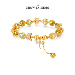 周大生 珐琅绣球黄水晶手串银S925