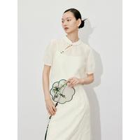 2024夏季女装清冷感优雅新中式盘扣百搭旗袍领衬衫上衣两件套