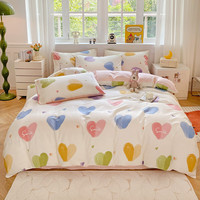 流川枫 全棉高支斜纹印花新疆棉高密纯棉被套床单四件套 歌尔粉SXD 1.8m 床单款 被套200