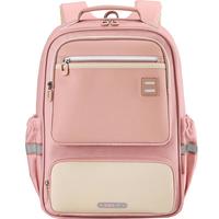 卡拉羊防下坠减负风琴书包小1-6年级大容量高颜值双肩包启航/棉花糖 【棉花糖】莫兰迪粉 【容量18L】身高135cm以下