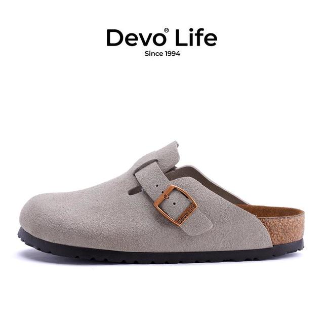 的沃 Devo Life 拖鞋包头鞋半拖复古日系一脚蹬休闲超纤革女鞋 2624