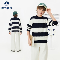 navigare 儿童条纹毛衣 深蓝 160