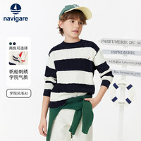 navigare 儿童学院风条纹套头毛衣
