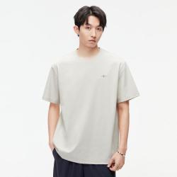 GXG 夏季热卖GXG简约休闲干净简约小刺绣宽松情侣圆领短袖T恤