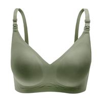 ROVO哺乳内衣期聚拢产后喂奶无痕收副乳文胸罩 轻雾粉 L