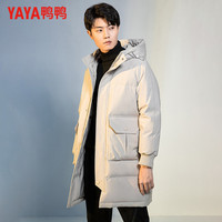 鸭鸭羽绒服 鸭鸭款羽绒服男中长款连帽厚款时尚休闲青年保暖羽绒服男款