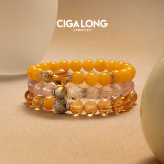 CIGALONG 龙梓嘉黄水晶蜜蜡手串新中式珠宝