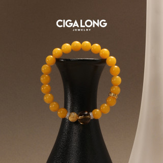 CIGALONG 龙梓嘉黄水晶蜜蜡手串新中式珠宝