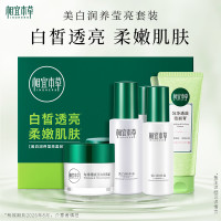 INOHERB 相宜本草 水乳美白润养套装淡斑水润莹亮保湿官方-px 洁面100g+水120ml+乳100g+面霜50g