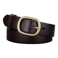 Caluom Kaiol品牌皮带女真皮纯铜针扣女士腰带百搭裤带 【专柜礼盒】80125棕色带身 100cm 适用于118-125斤