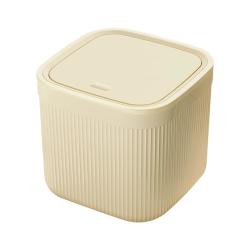 百家好世 桌面垃圾桶5L卡其迷你轻奢餐桌茶几客厅纸篓家用按压小桶看剧 桌面垃圾桶 大号