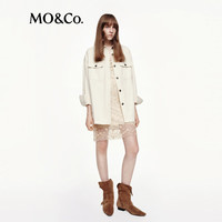 MO&Co.衬衫外套2025秋工装风翻盖口袋挺括简白全棉宽松MBE3JKT028 砂砾色 XS /155