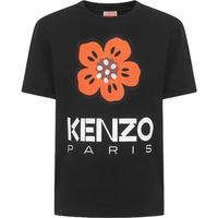 高田贤三(KENZO)男士黑色棉质花朵印花短袖T恤 FD5 5TS445 4SO 99J L送男生