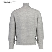 GANT/甘特春季男士拉链立领纯色毛针织开衫厚实保暖上衣外套 433-蓝色 2XL