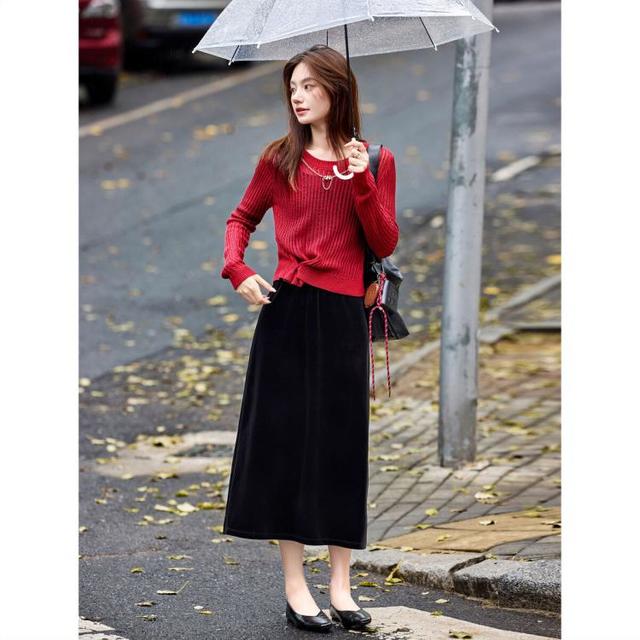 苏醒的乐园 秋季法式复古度假风针织毛衣半身裙两件套时尚通勤套装女