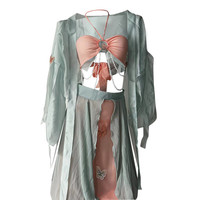 茵恋美情趣内衣女性感睡衣古风汉服战袍诱惑旗袍制服免脱床上套装 图片色 均码