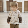 巴厘小猪 男童t恤春秋季a类棉婴幼儿休闲服女童洋气假两件宝宝春装儿童上衣 红黑条纹 73