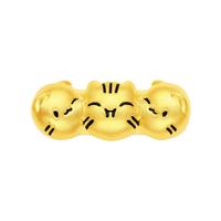 周大生腕美黄金猫猫狗狗转运珠硬金摘星熊款 【贴贴猫-0.70g】-赠黑皮绳 黑色皮绳可更换成合金手镯,确认