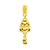 周大生腕美黄金猫猫狗狗转运珠硬金摘星熊款 【叠叠猫-0.55g】-赠黑皮绳+银链 黑色皮绳可更换成合金手镯,确认