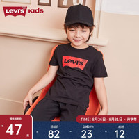 Levi's 李维斯 童装男童纯棉短袖T恤夏季儿童针织舒适休闲上衣 正黑色 140/68(S)