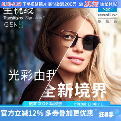 essilor 依视路 全视线T8变色定制片/现片+ 膜洁/A4/膜岩1.60折射率*2片（赠钛框+原厂加工）
