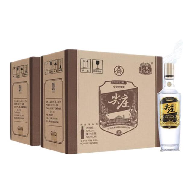 移动端、京东百亿补贴：尖庄 暂无信息 浓香型白酒  整箱装 52%vol 500mL