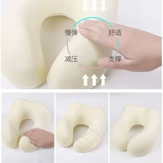 星寇凉感冰丝记忆棉u型枕便携式旅行护颈枕飞机睡觉枕脖枕颈椎可拆卸 芭比粉 凉感冰丝U型枕