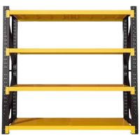 润虎 仓储货架家用置物架多层库房展示架重型地下室储物架黑黄四层主架