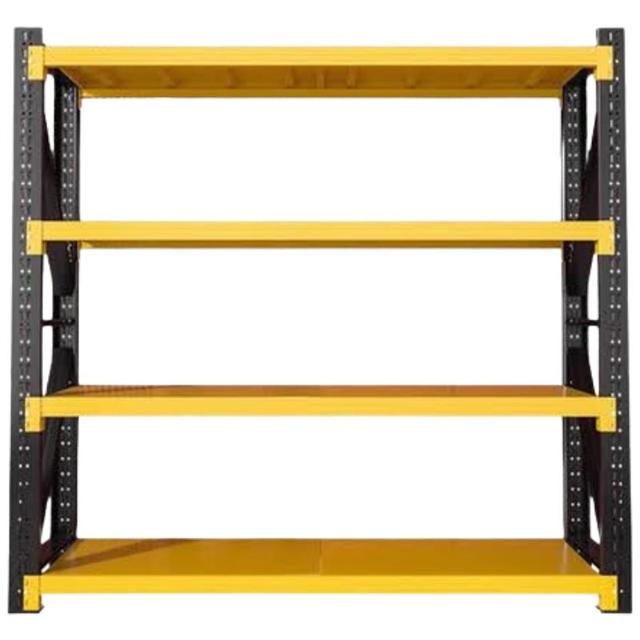 润虎 仓储货架家用置物架多层库房展示架重型地下室储物架黑黄四层主架 105*50*200cm 4层