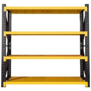 润虎 仓储货架家用置物架多层库房展示架重型地下室储物架黑黄四层主架
