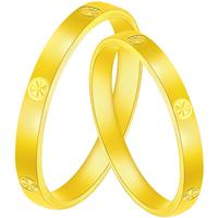 中国黄金(CHINA GOLD)足金光面素圈钻螺纹情侣对戒米字车花七夕情人节礼物送女朋友老婆 足金戒指【12号】 约0.9g