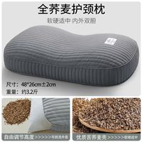 星寇纯棉全荞麦决明子壳护颈枕椎助睡眠决明子枕芯硬枕头成人护颈枕 单只 经典灰
